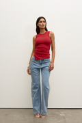 Lana Rouched Tank in Red – Top