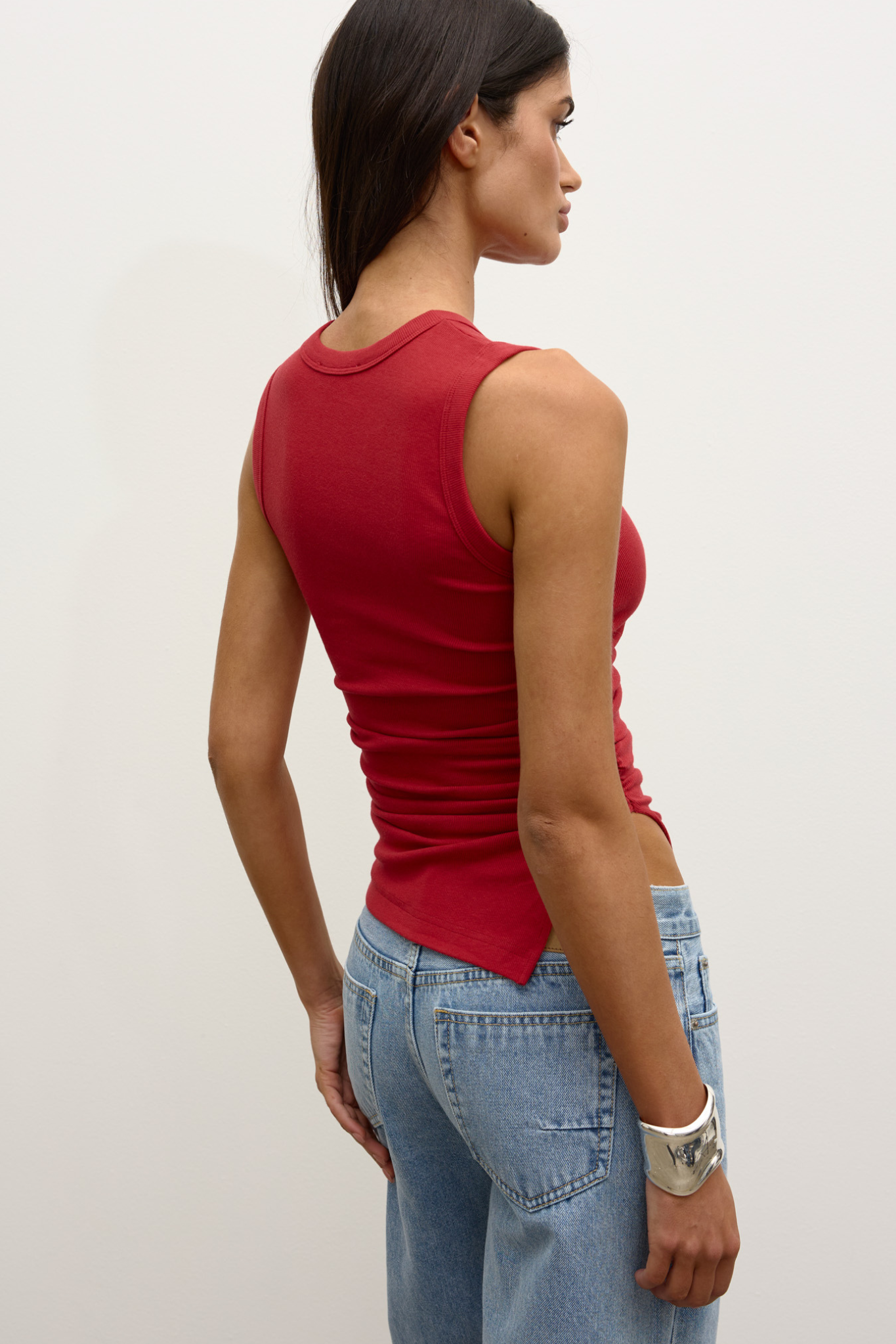 Lana Rouched Tank in Red – Top