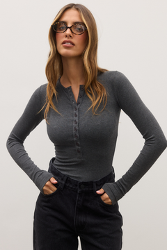 Lara Bodysuit in Dark Heather Grey – Bodysuit